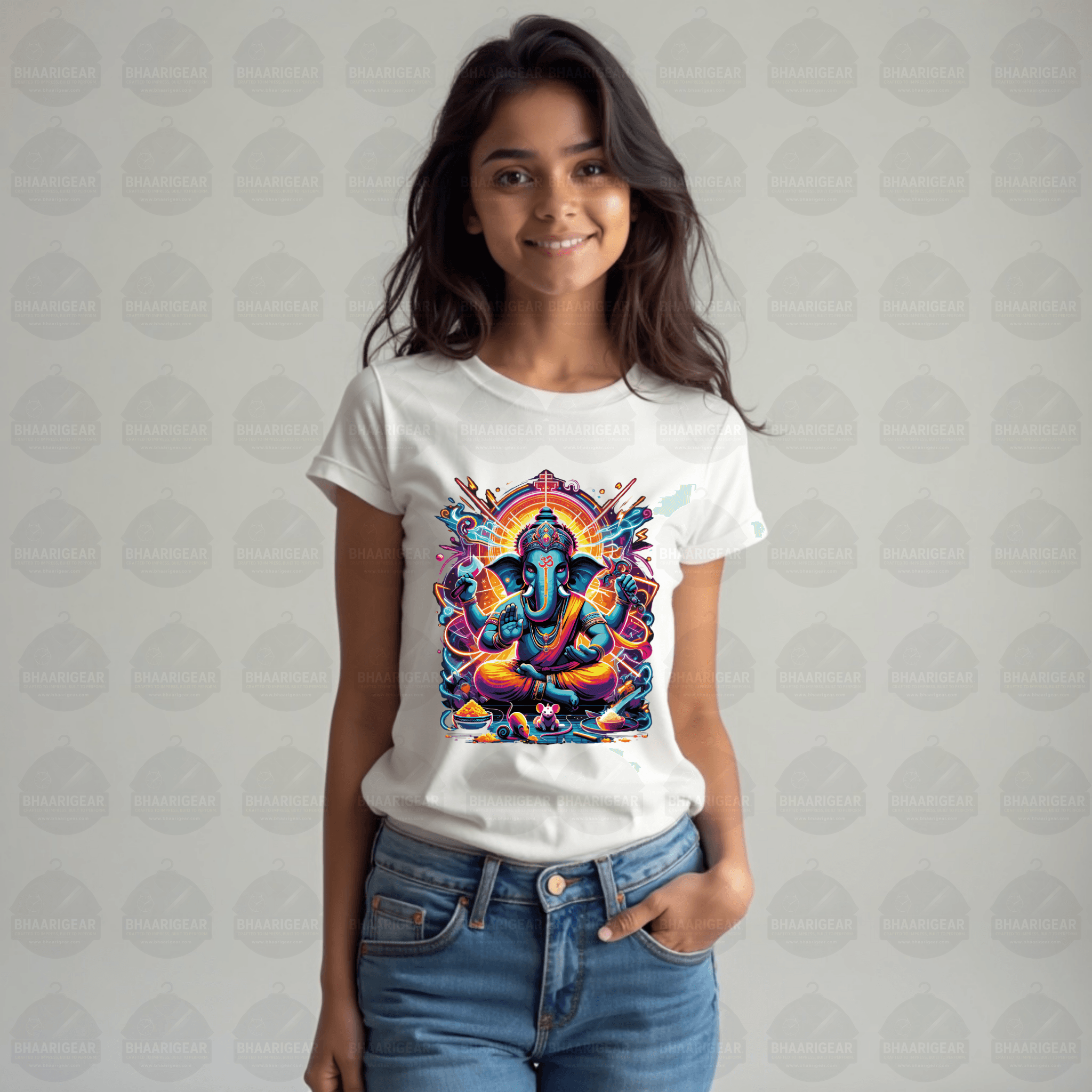 Divine Neon Lord Ganesha Vibrant Art Print - BhaariGear