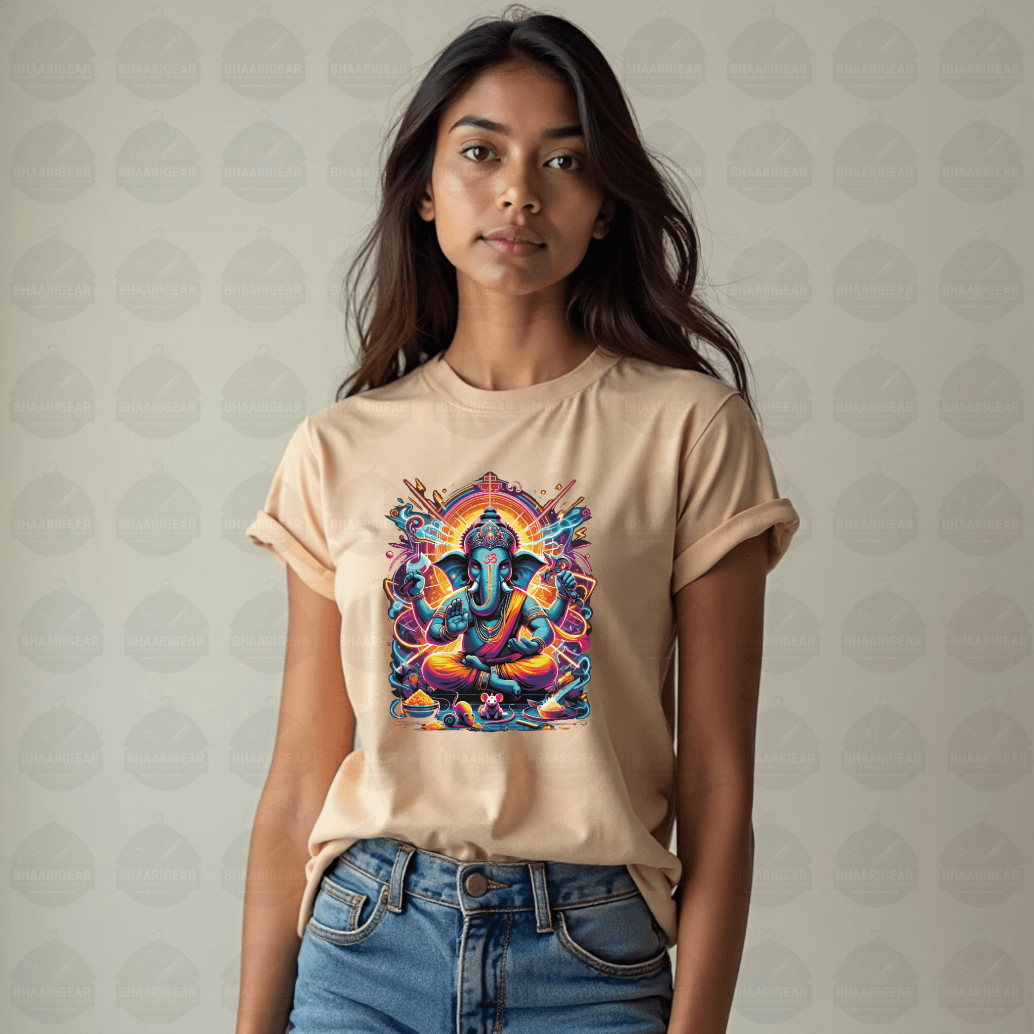 Divine Neon Lord Ganesha Vibrant Art Print - BhaariGear