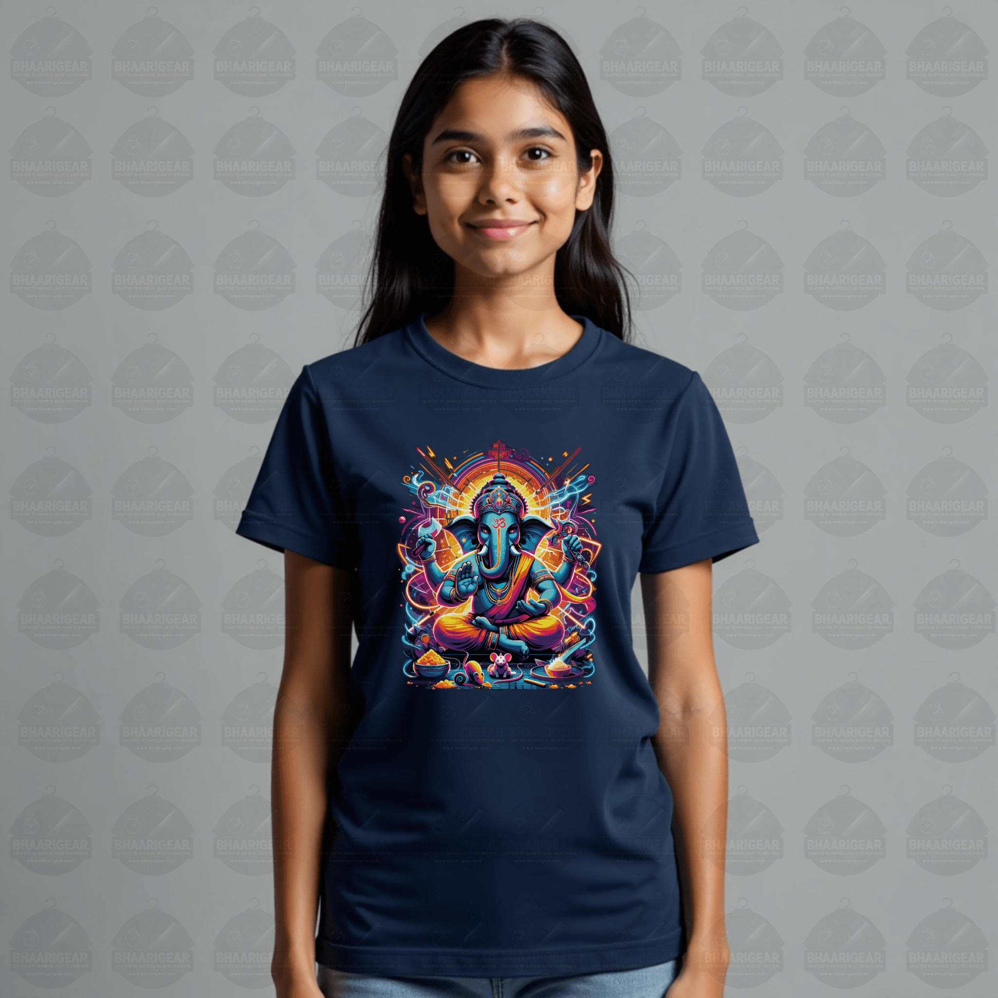 Divine Neon Lord Ganesha Vibrant Art Print - BhaariGear