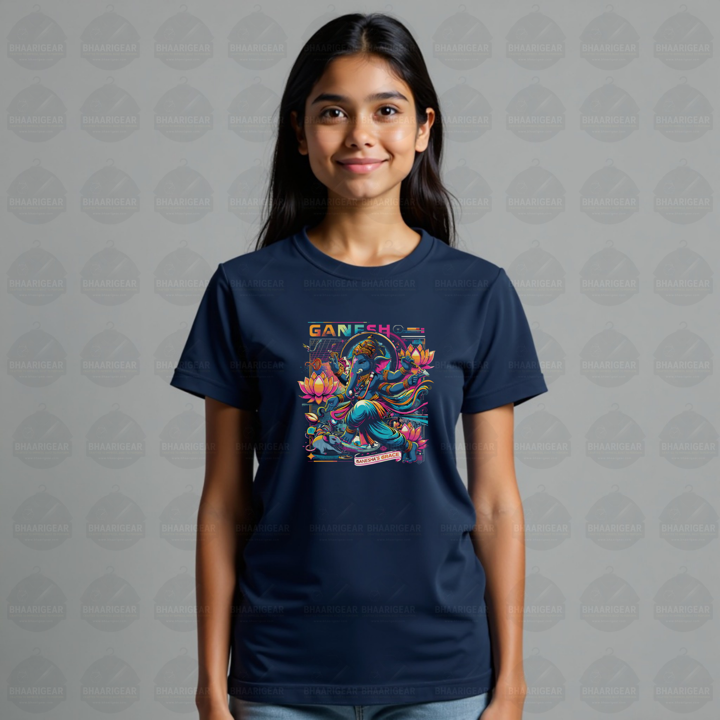 Ganesha’s Grace Neon Tee | Bold Cosmic Fashion for Women