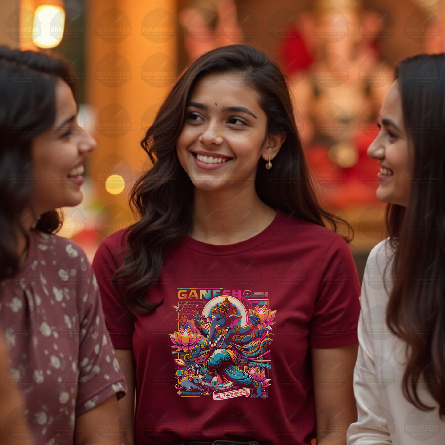Ganesha’s Grace Neon Tee | Bold Cosmic Fashion for Women