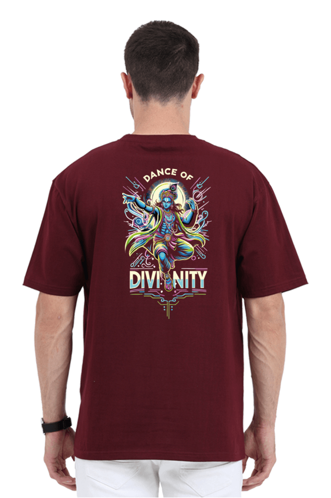 Dance of Divinity | Neon Krishna Cosmic Energy T-Shirt_Back side - BhaariGear