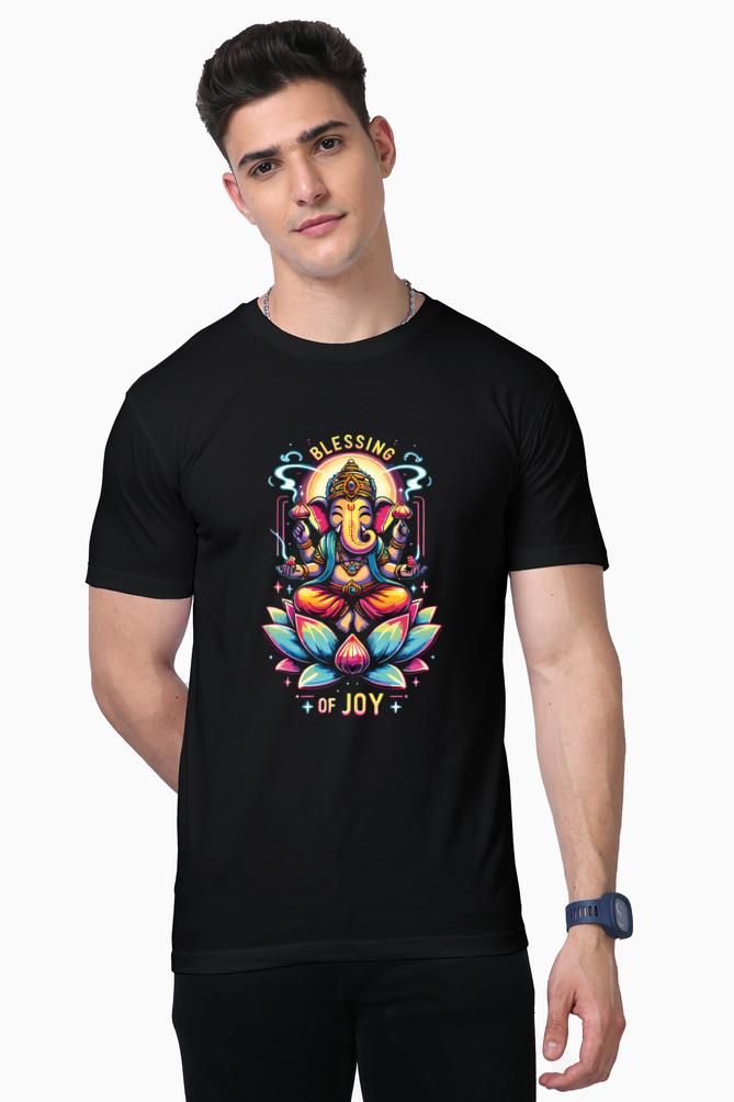 Blessing of Joy | Radiant Lord Ganesha Lotus T-Shirt Design