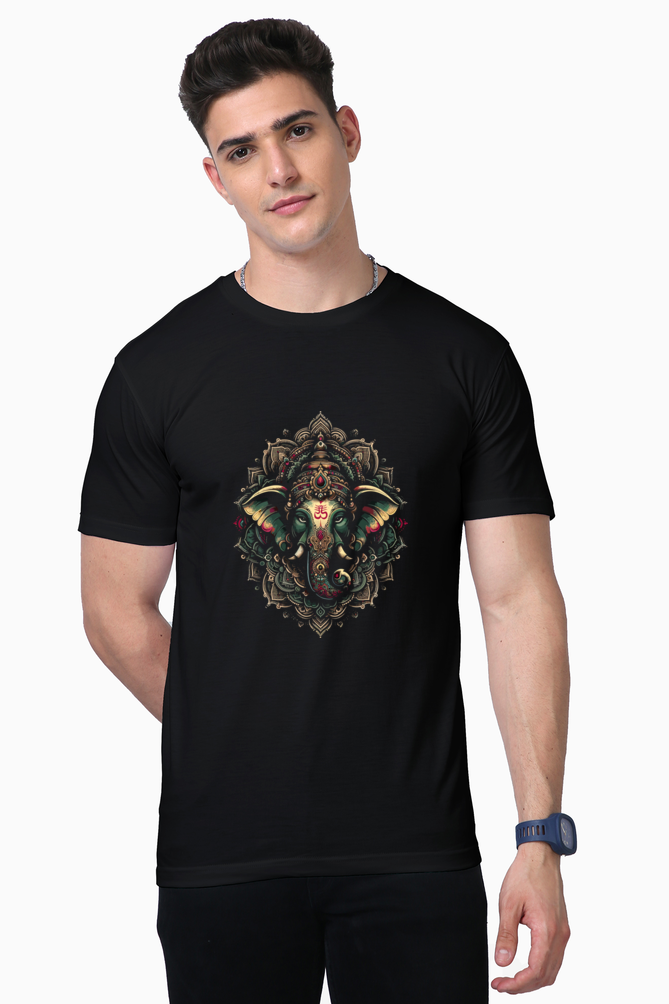 Majestic Mandala Ganesha | Ornate Line Art Divine T-Shirt Design