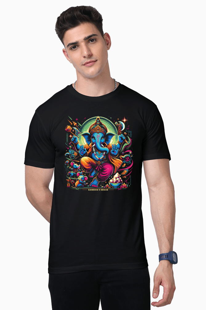 Remover of Obstacles | Fierce Lord Ganesha Cosmic T-Shirt Design - BhaariGear
