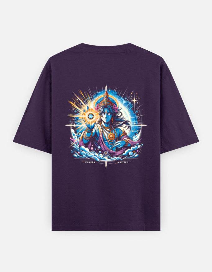 Chakra Mastery – Oversized Cosmic Streetwear Tee | Spiritual Power Meets Style_Back side - BhaariGear