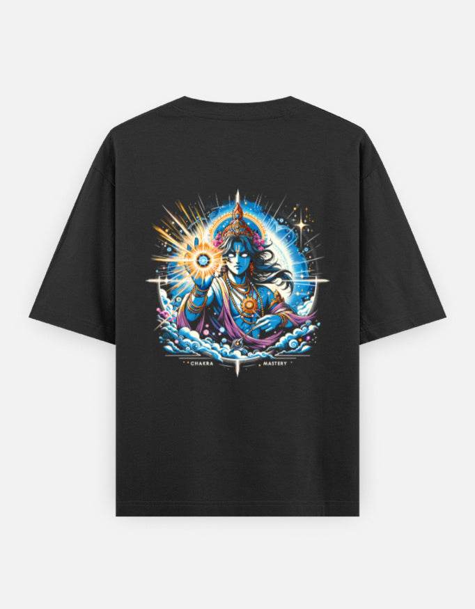 Chakra Mastery – Oversized Cosmic Streetwear Tee | Spiritual Power Meets Style_Back side - BhaariGear