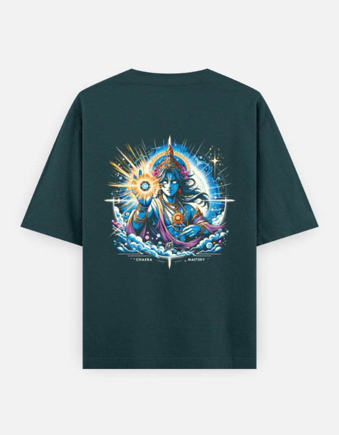 Chakra Mastery – Oversized Cosmic Streetwear Tee | Spiritual Power Meets Style_Back side - BhaariGear