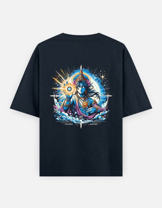 Chakra Mastery – Oversized Cosmic Streetwear Tee | Spiritual Power Meets Style_Back side - BhaariGear