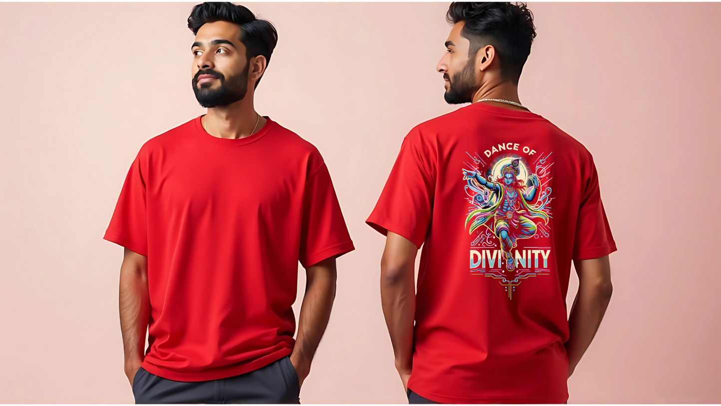 Dance of Divinity | Neon Krishna Cosmic Energy T-Shirt_Back side