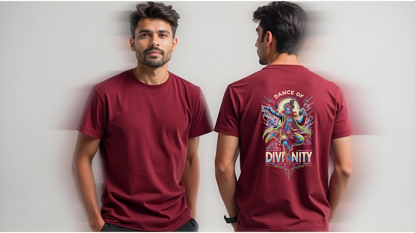 Dance of Divinity | Neon Krishna Cosmic Energy T-Shirt_Back side