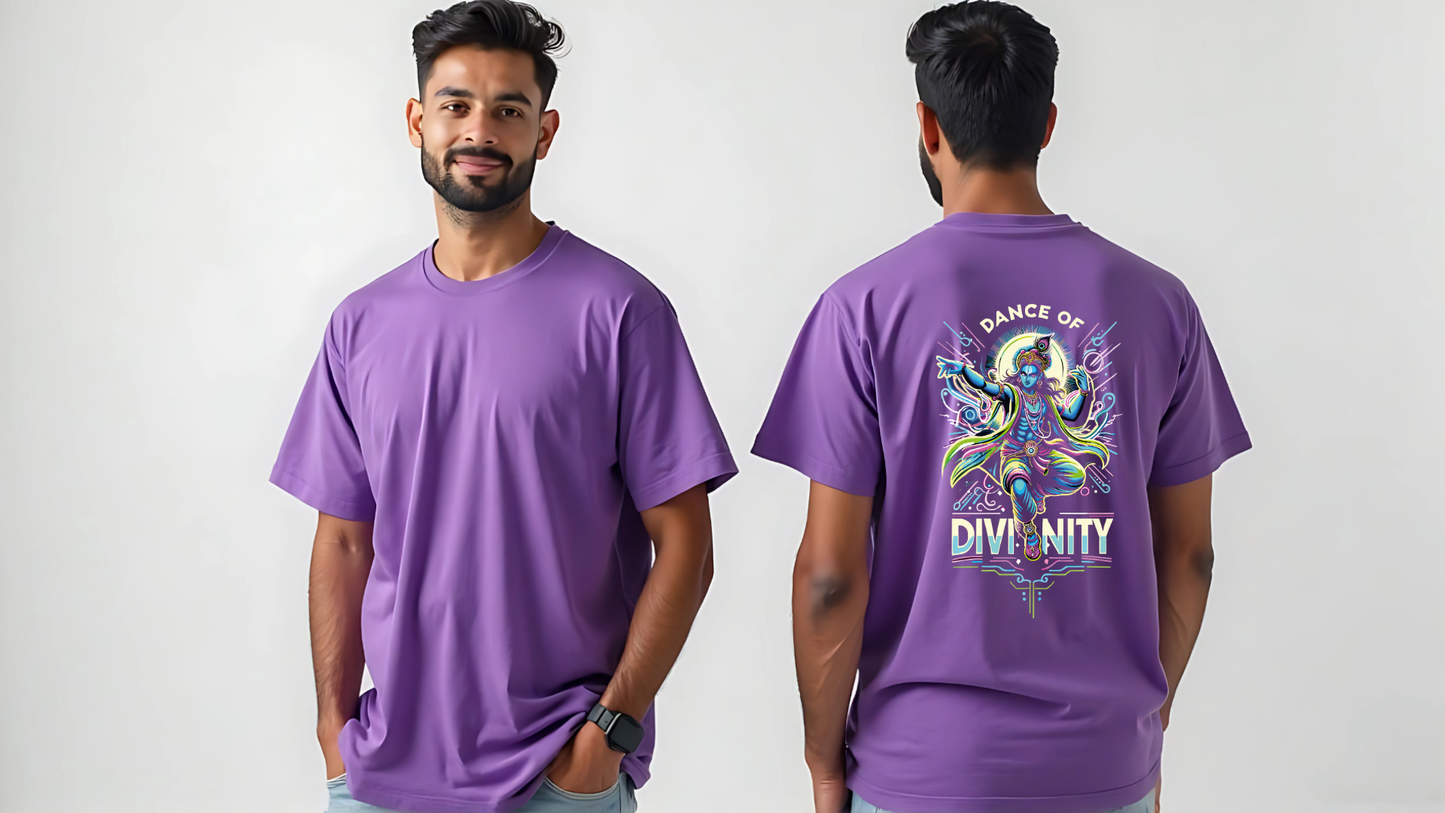 Dance of Divinity | Neon Krishna Cosmic Energy T-Shirt_Back side