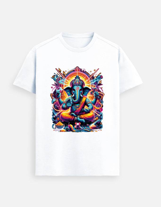 Divine Neon Lord Ganesha Vibrant Art Print - BhaariGear