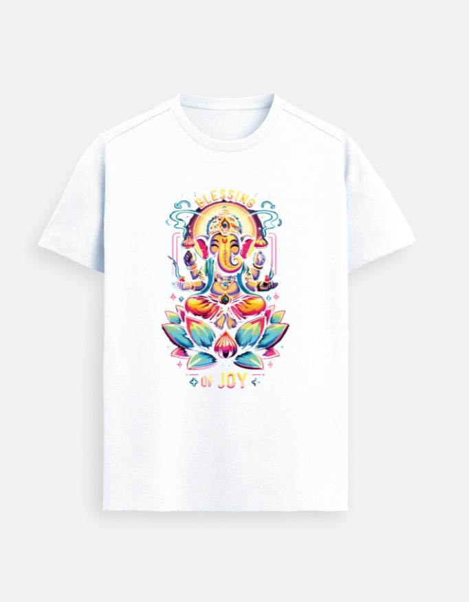Blessing of Joy | Radiant Lord Ganesha Lotus T-Shirt Design - BhaariGear