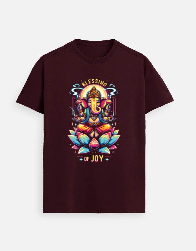 Blessing of Joy | Radiant Lord Ganesha Lotus T-Shirt Design - BhaariGear