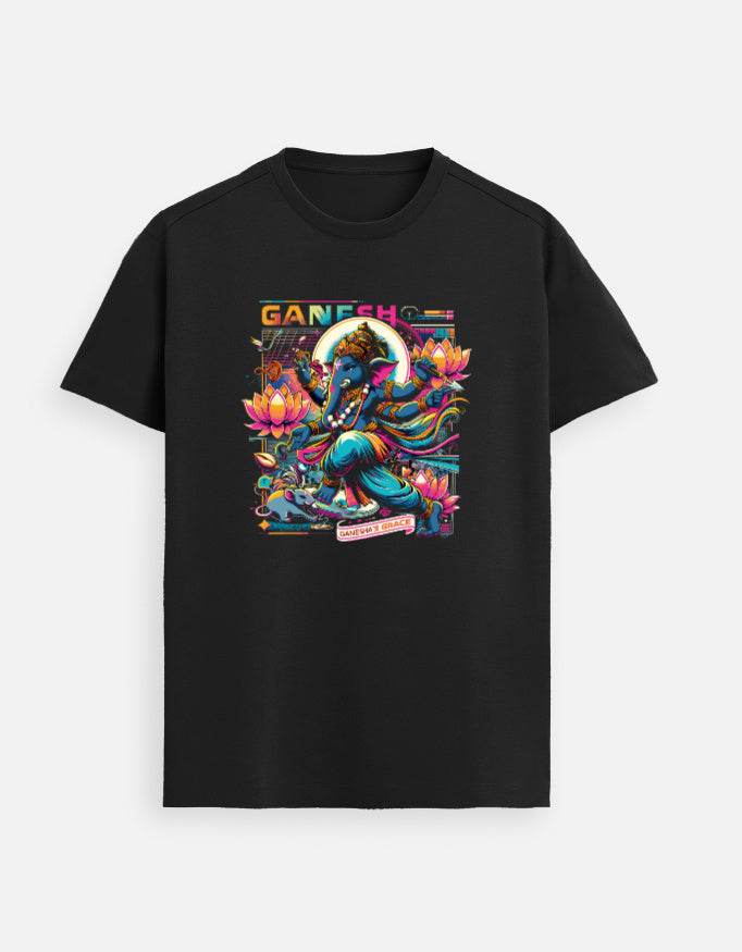 Ganesha’s Grace Neon Tee | Bold Cosmic Fashion for Women - BhaariGear