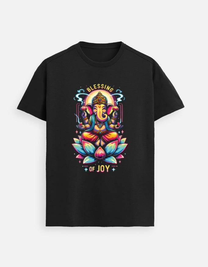 Blessing of Joy | Radiant Lord Ganesha Lotus T-Shirt Design - BhaariGear