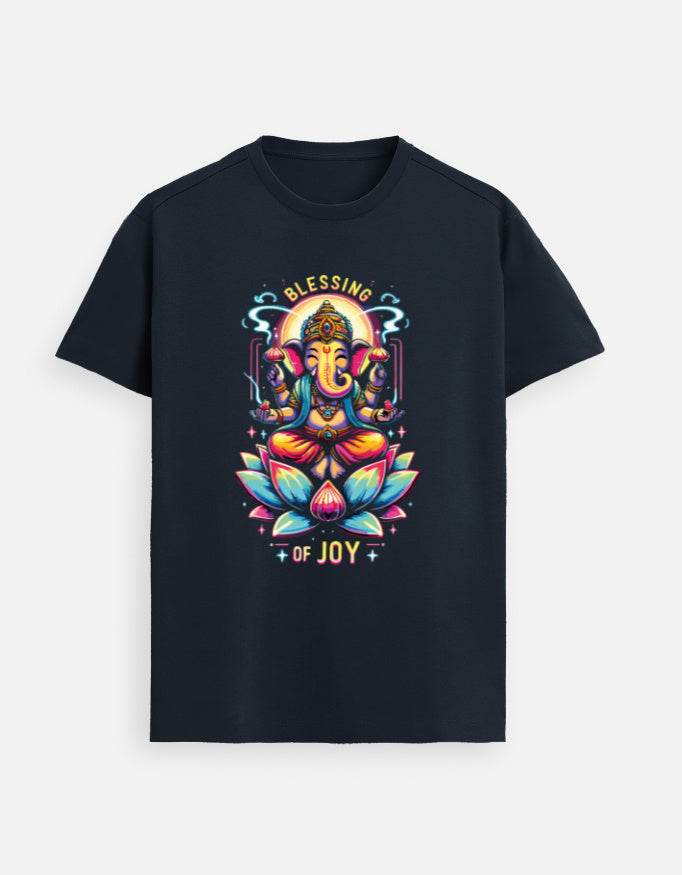 Blessing of Joy | Radiant Lord Ganesha Lotus T-Shirt Design - BhaariGear