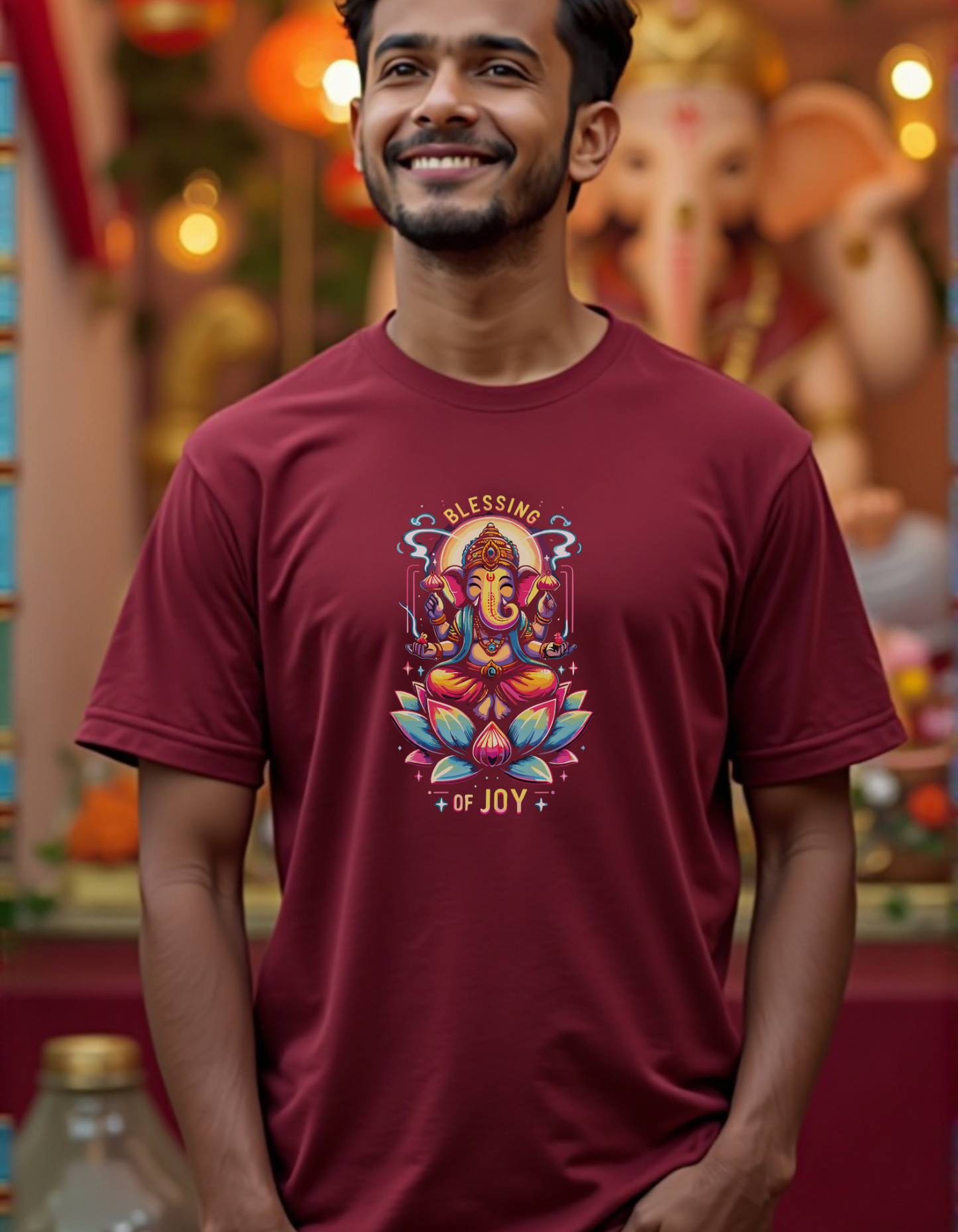 Blessing of Joy | Radiant Lord Ganesha Lotus T-Shirt Design