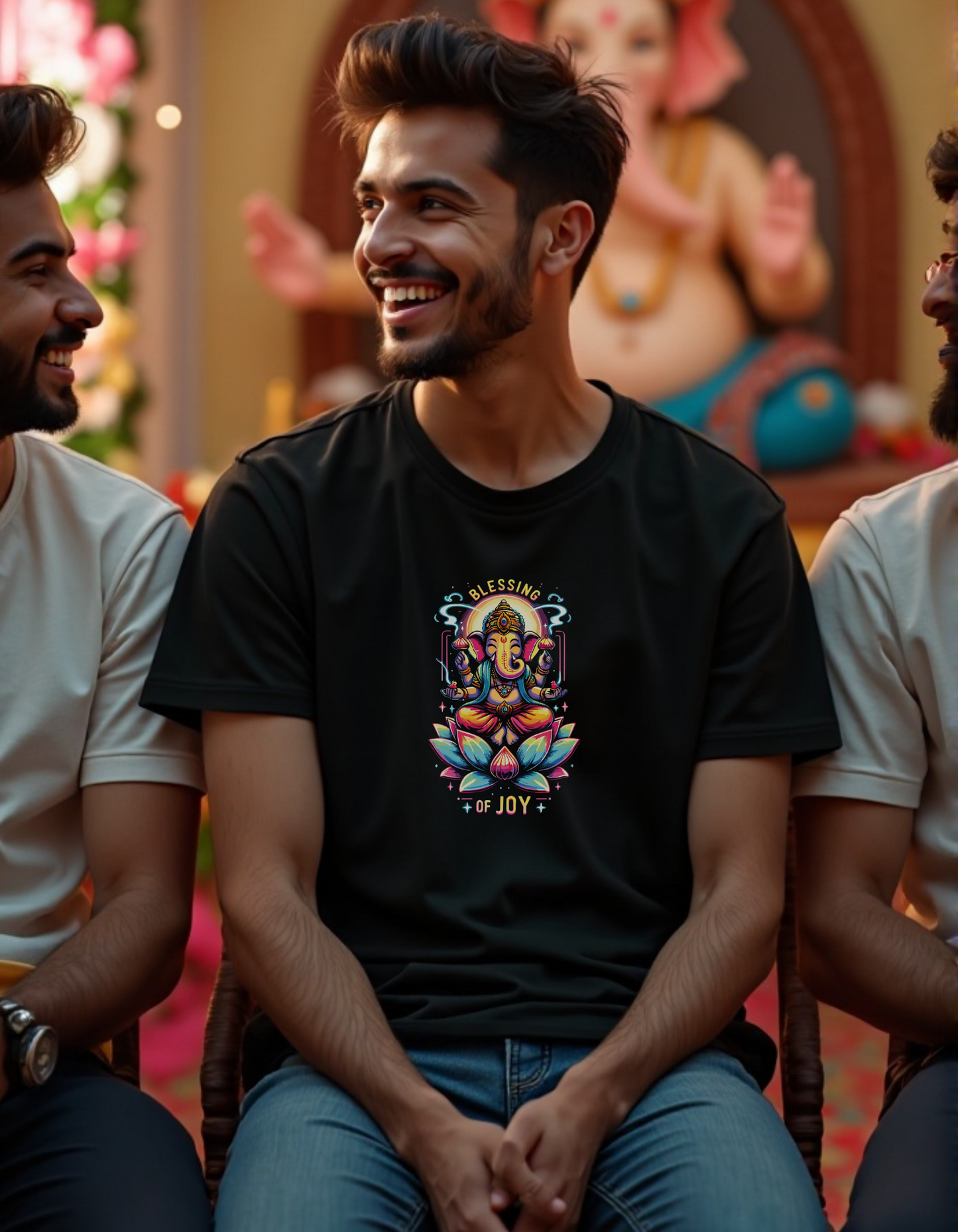 Blessing of Joy | Radiant Lord Ganesha Lotus T-Shirt Design