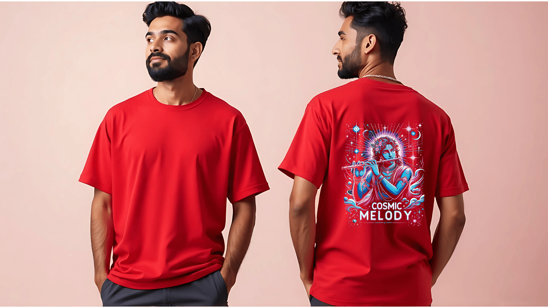 Celestial Melody – Lord Krishna Oversized T-Shirt - BhaariGear