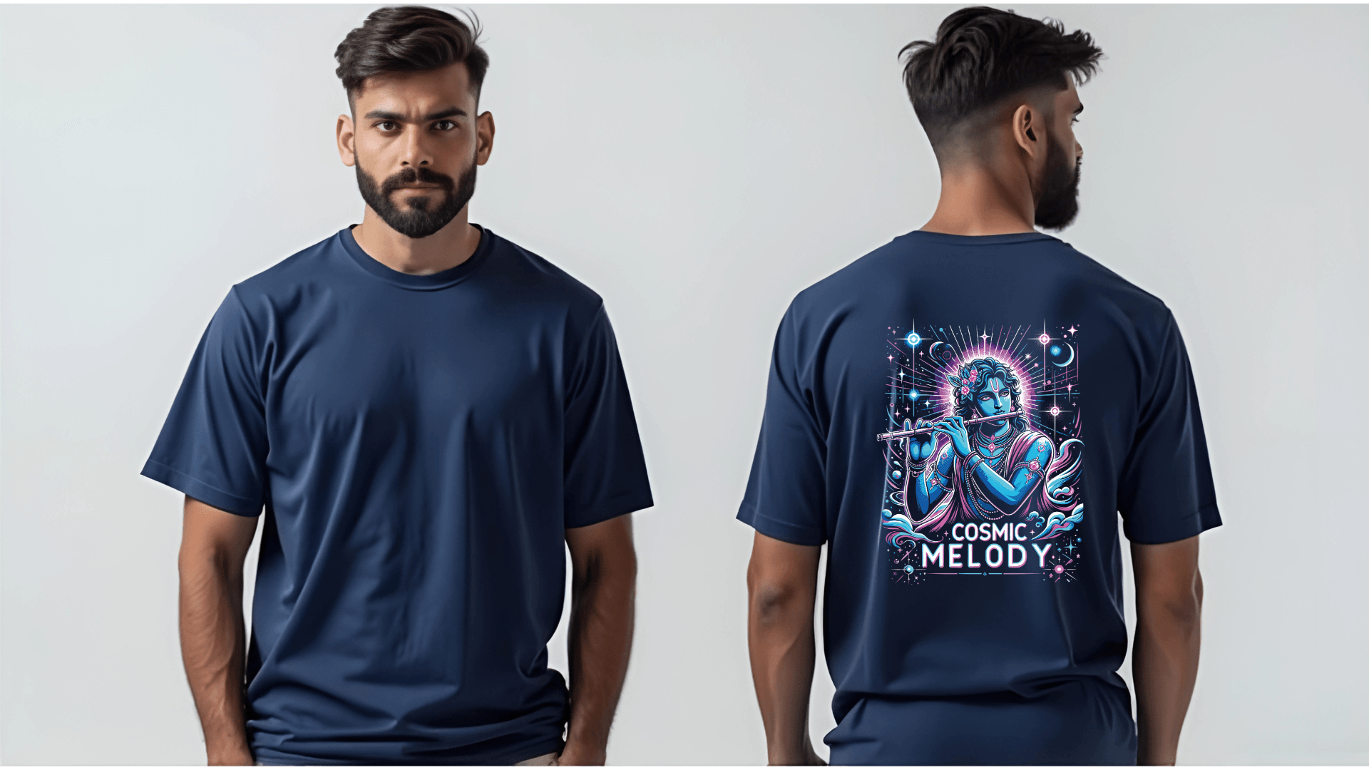 Celestial Melody – Lord Krishna Oversized T-Shirt - BhaariGear