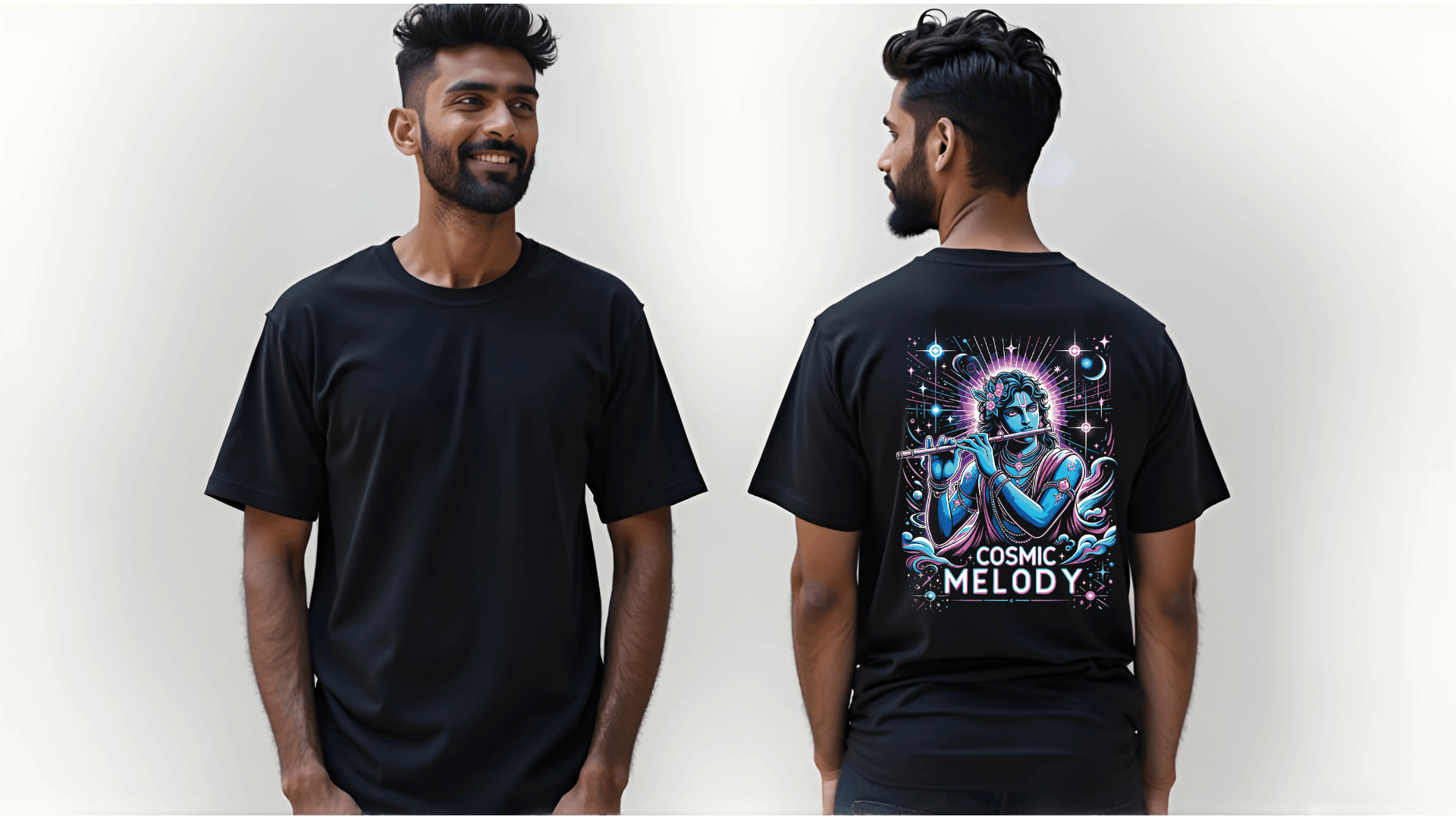 Celestial Melody – Lord Krishna Oversized T-Shirt - BhaariGear