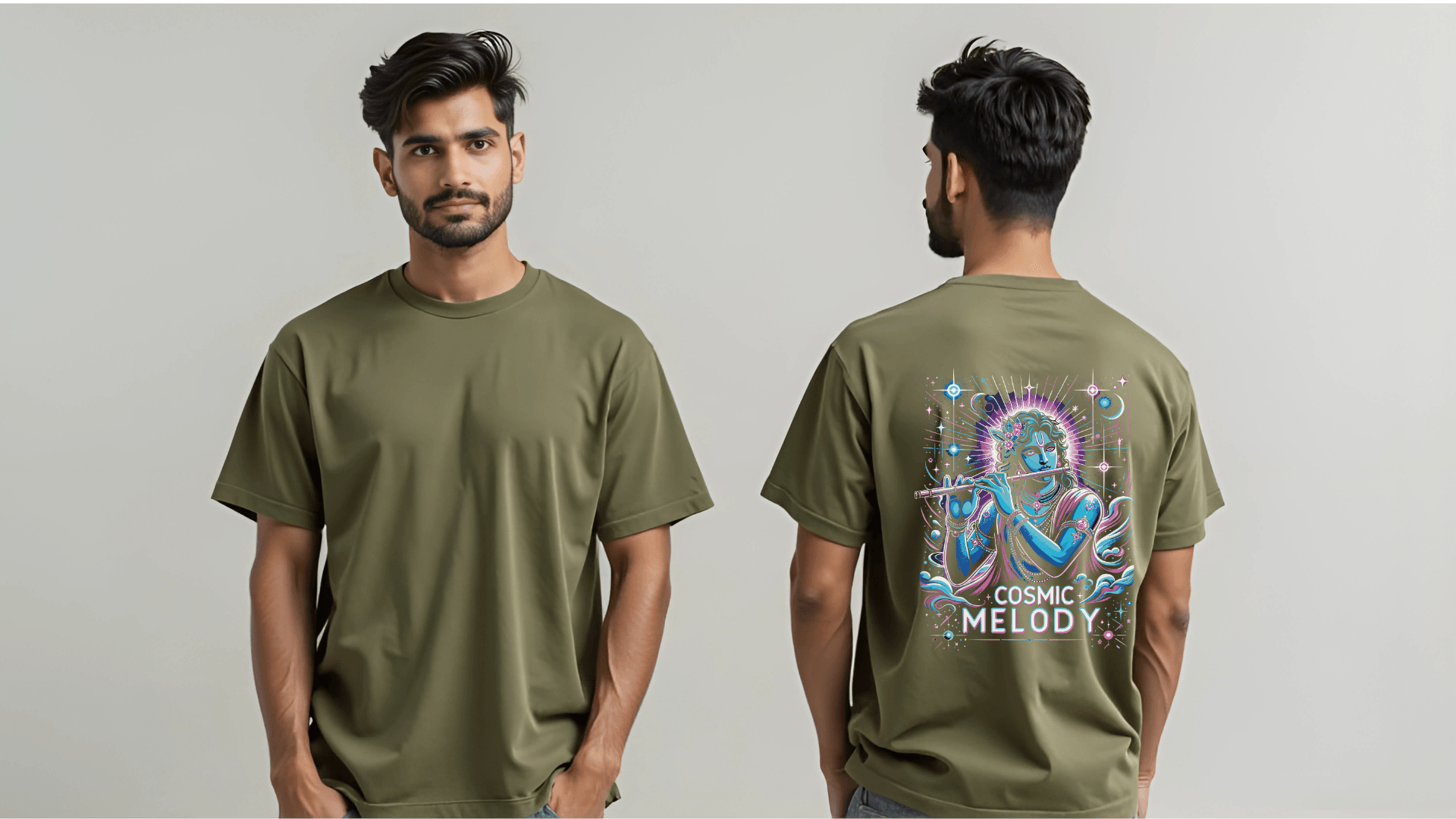 Celestial Melody – Lord Krishna Oversized T-Shirt - BhaariGear