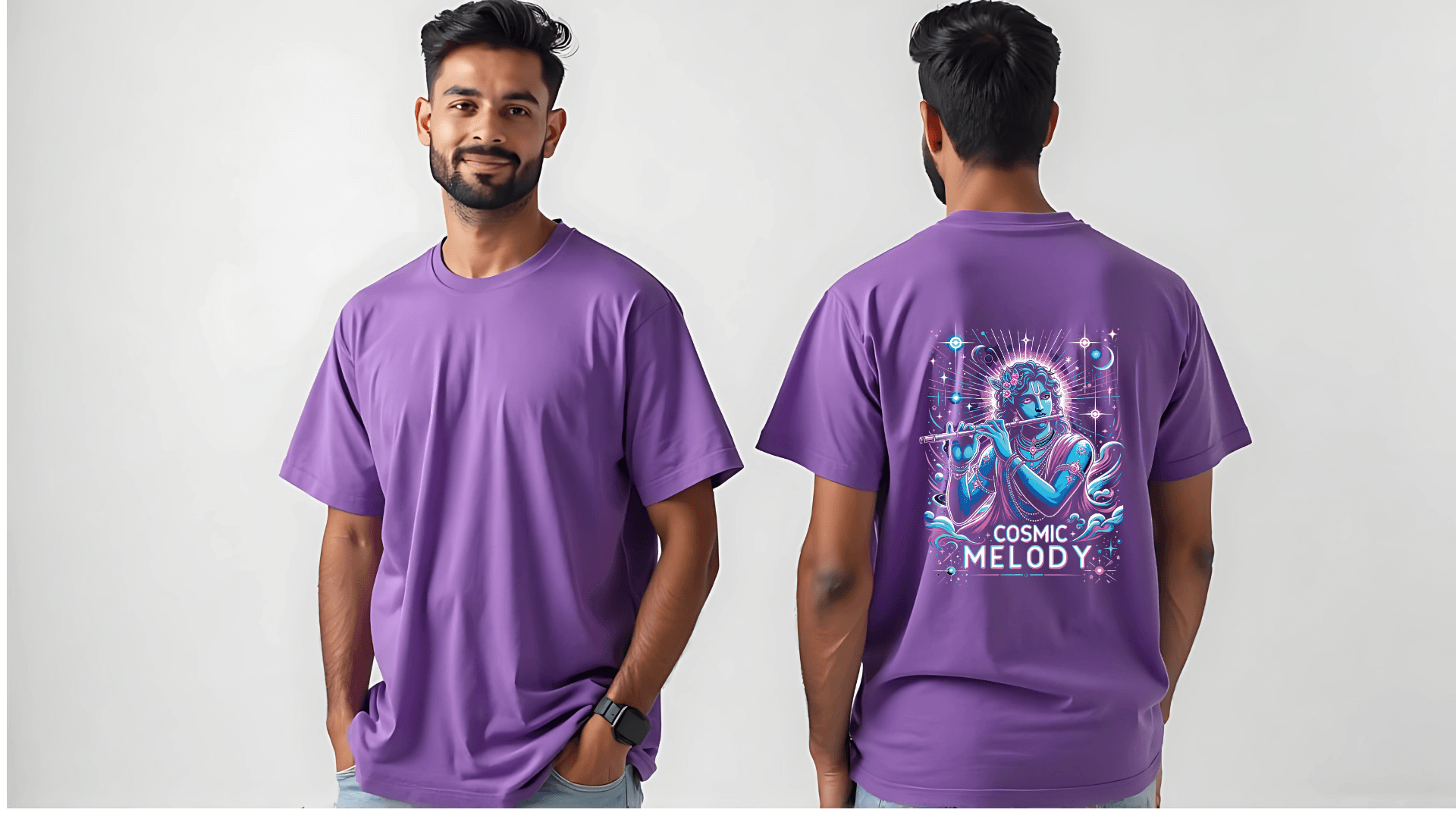 Celestial Melody – Lord Krishna Oversized T-Shirt - BhaariGear