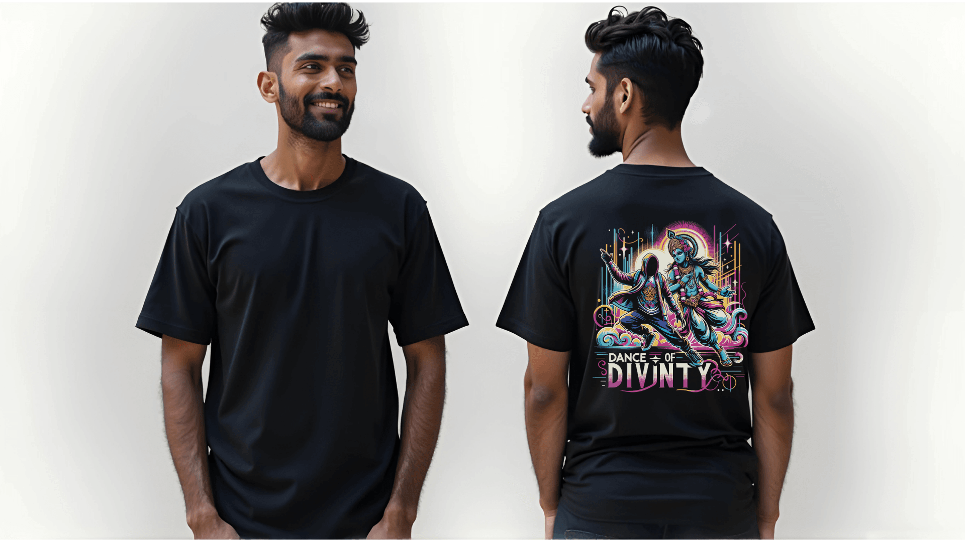 Dance of Divinity | Krishna Meets Street Dance Neon Graphic Tee - BhaariGear