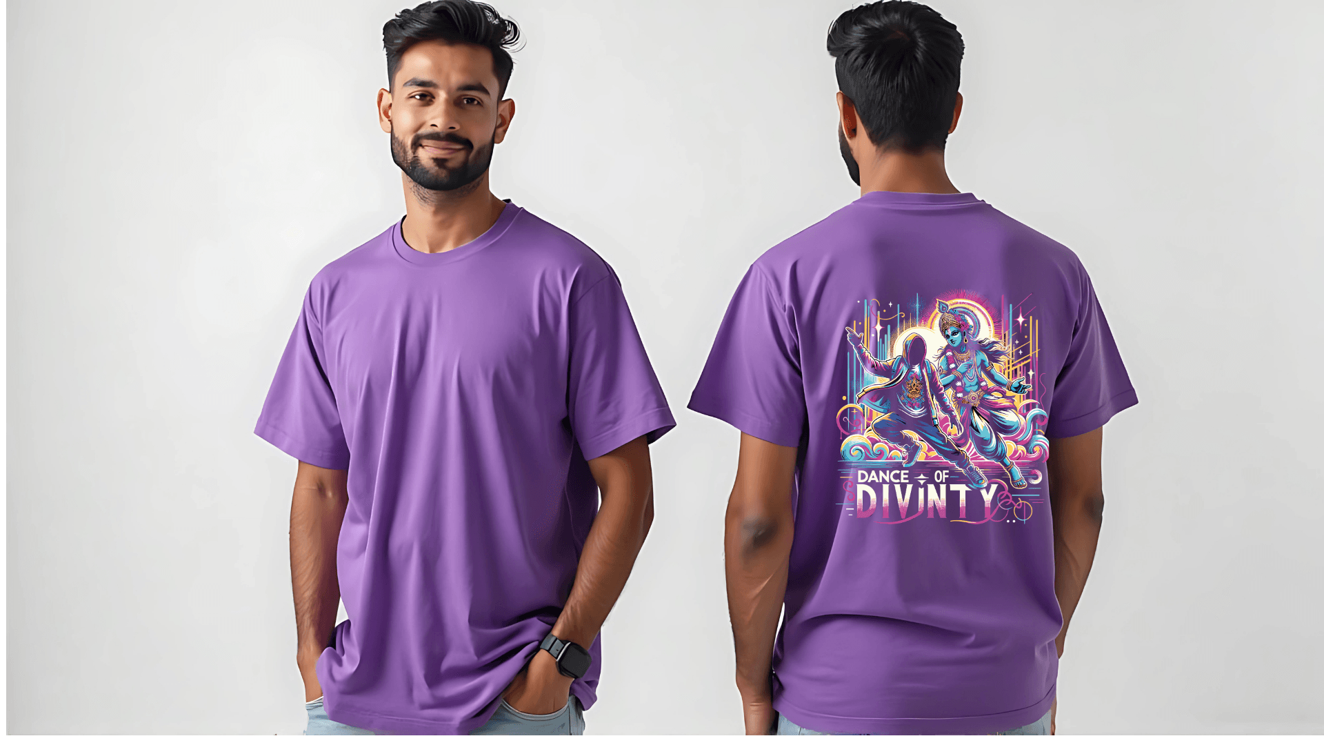Dance of Divinity | Krishna Meets Street Dance Neon Graphic Tee - BhaariGear