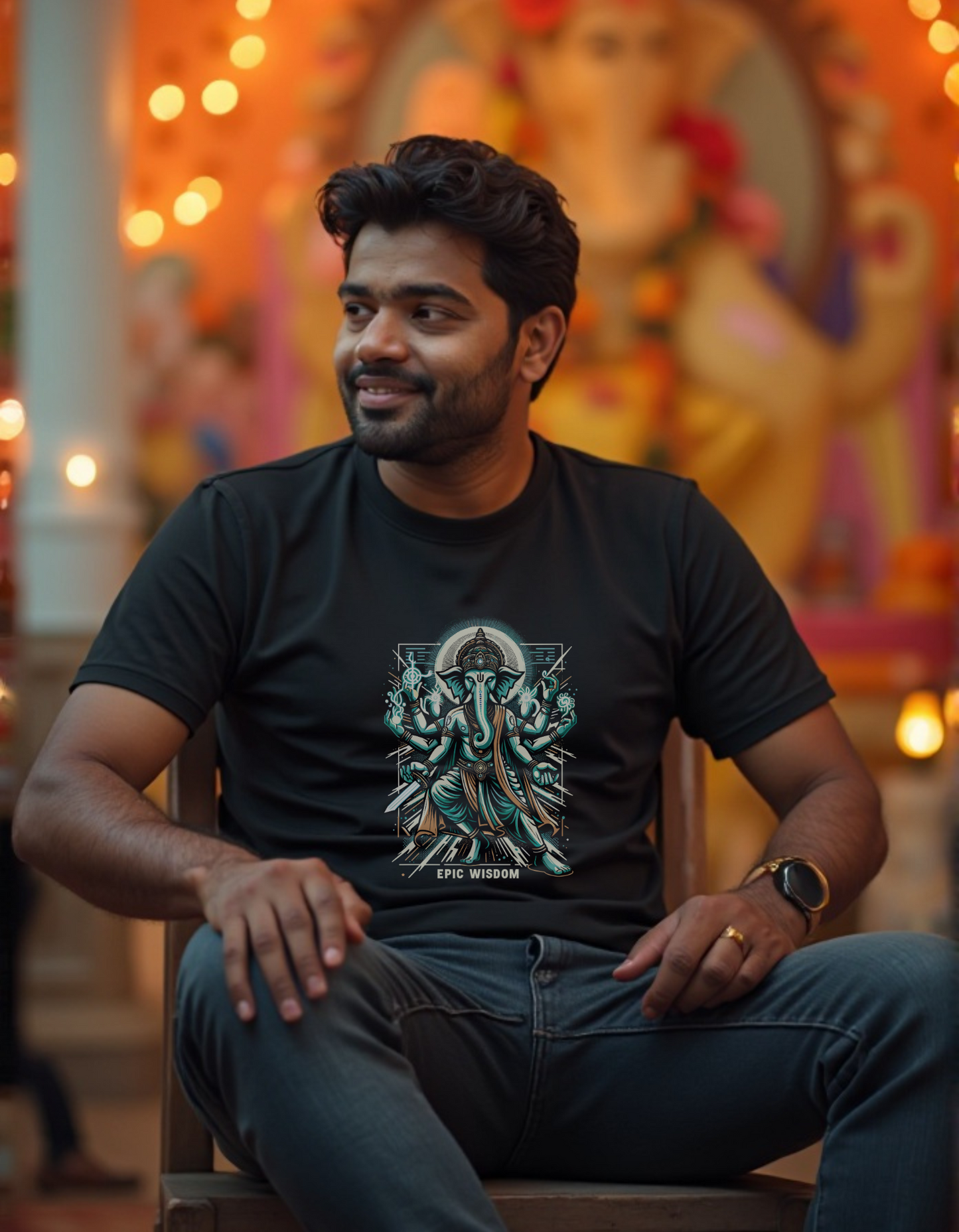 Epic Wisdom | Multi-Armed Divine Ganesha T-Shirt Design