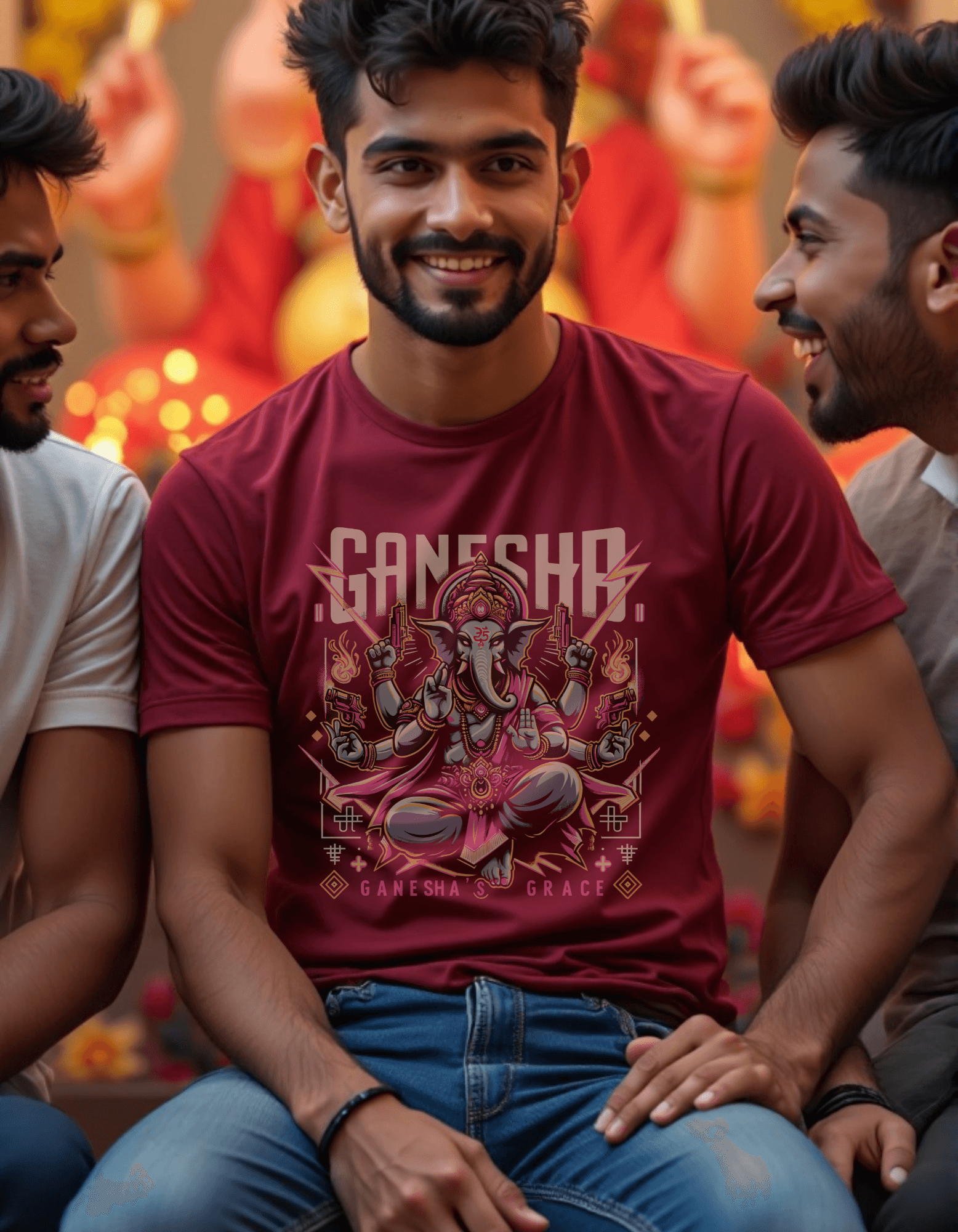 Ganesha’s Grace – Divine Rebel Edition T-Shirt - BhaariGear