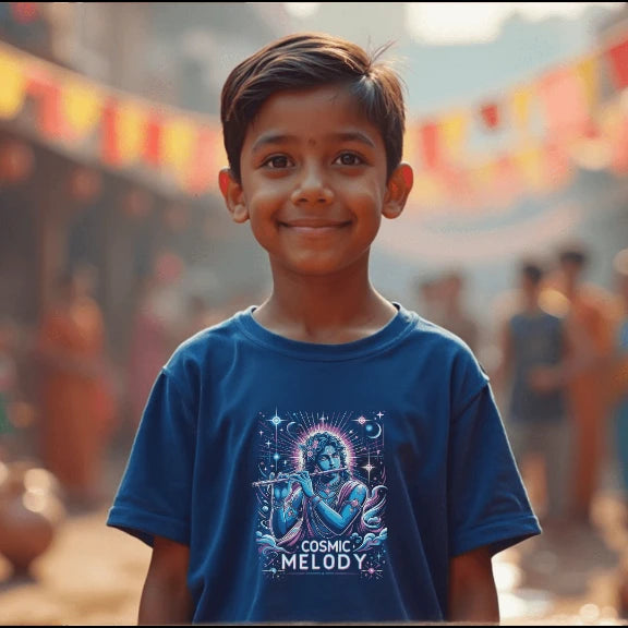 Celestial Melody – Lord Krishna Boys’ Regular-Fit T-Shirt.