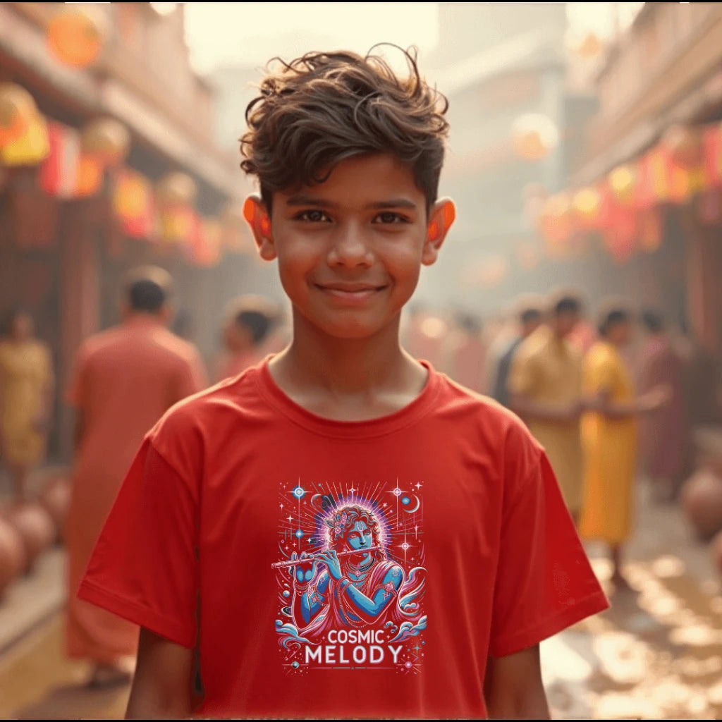 Celestial Melody – Lord Krishna Boys’ Regular-Fit T-Shirt.