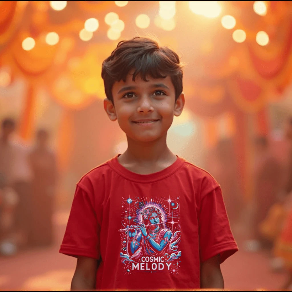 Celestial Melody – Lord Krishna Boys’ Regular-Fit T-Shirt.