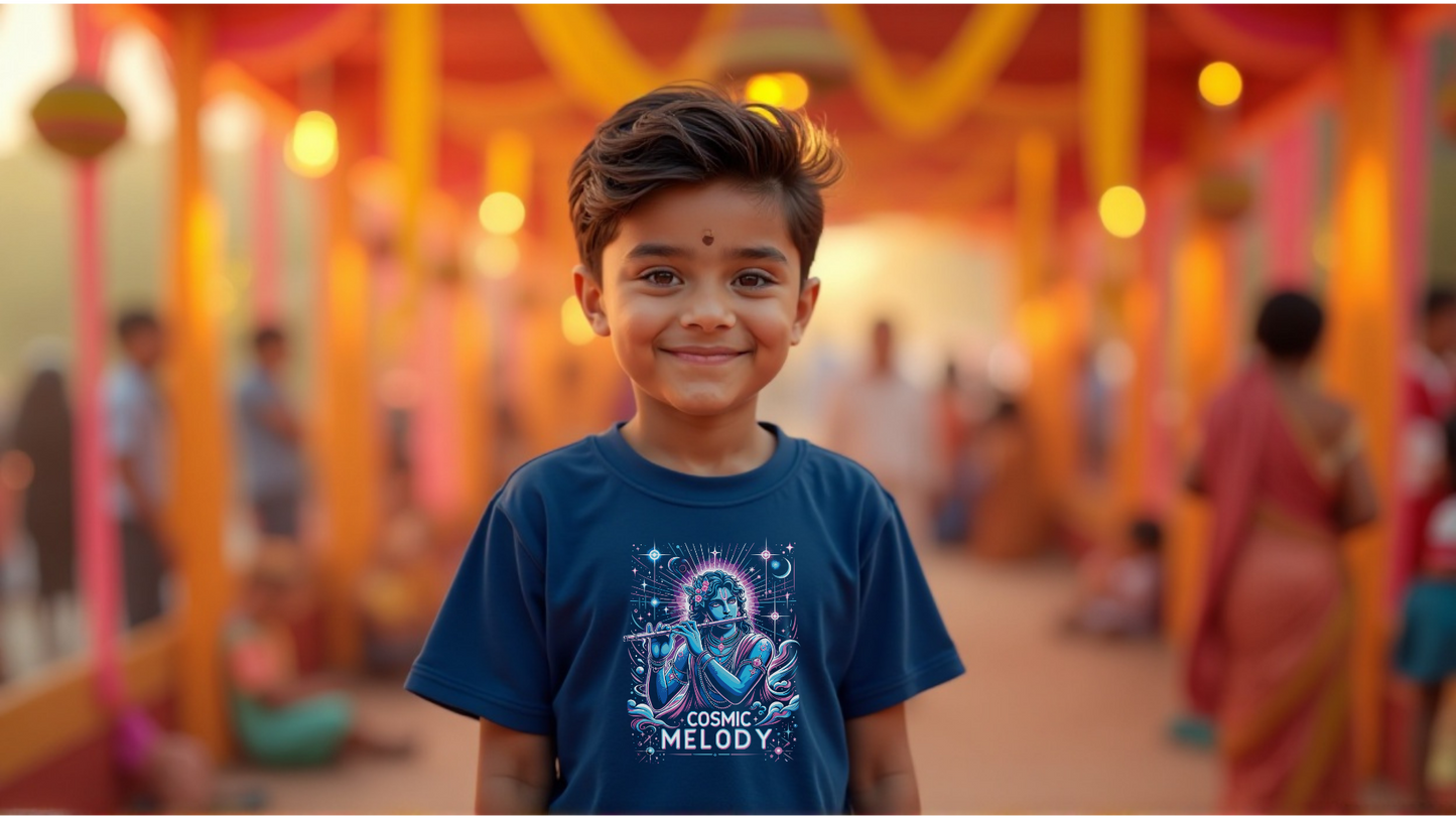 Celestial Melody – Lord Krishna Boys’ Regular-Fit T-Shirt.