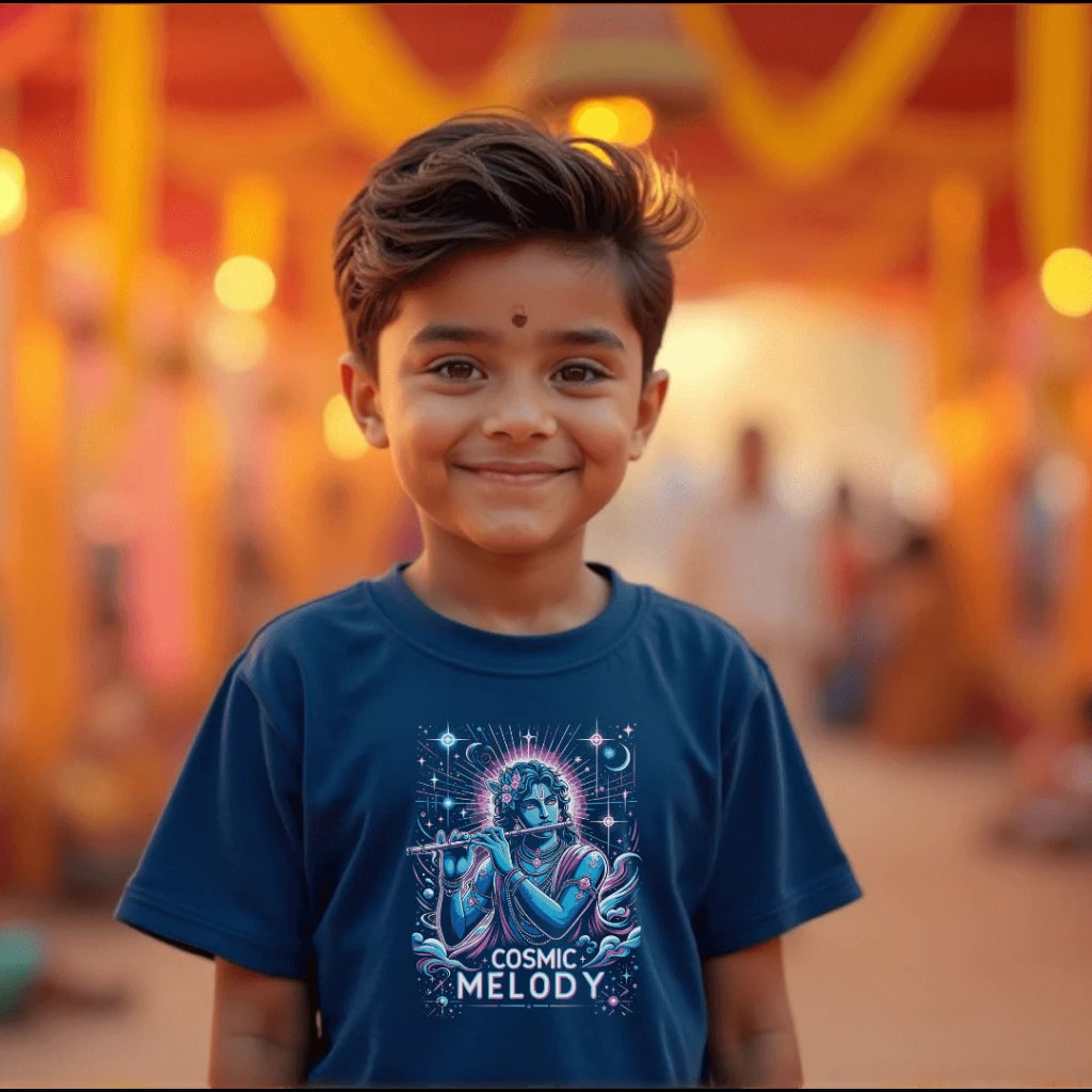Celestial Melody – Lord Krishna Boys’ Regular-Fit T-Shirt.