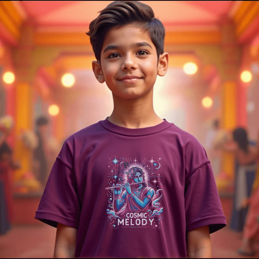 Celestial Melody – Lord Krishna Boys’ Regular-Fit T-Shirt.