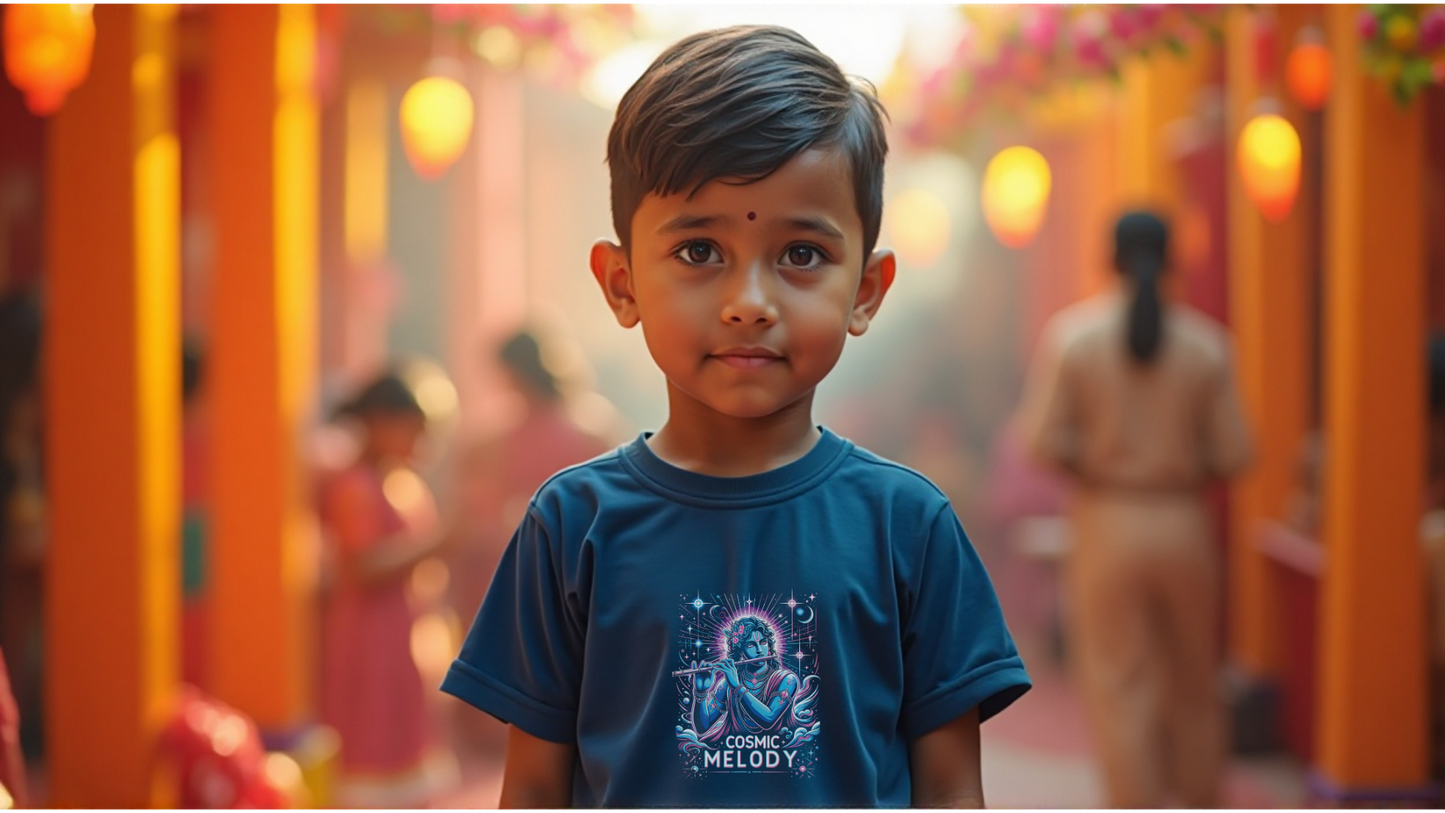 Celestial Melody – Lord Krishna Boys’ Regular-Fit T-Shirt.