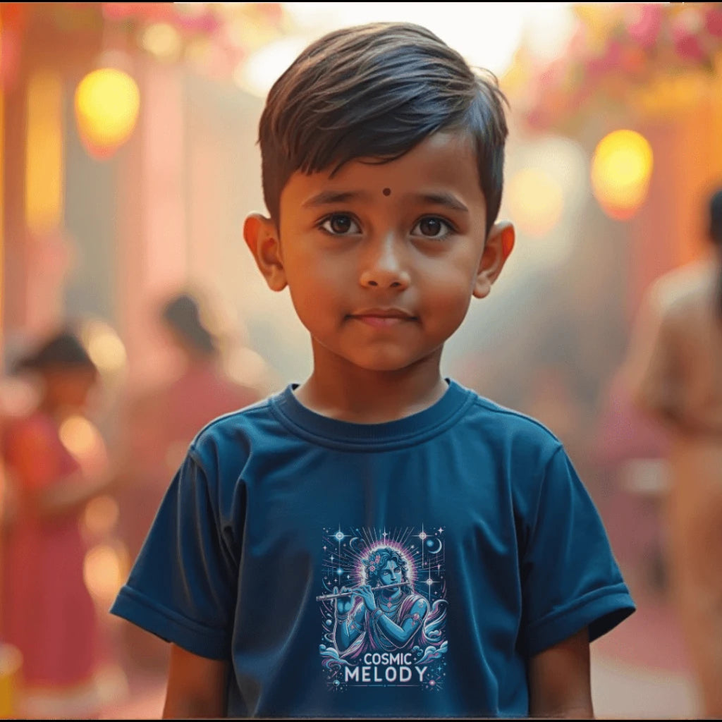 Celestial Melody – Lord Krishna Boys’ Regular-Fit T-Shirt.