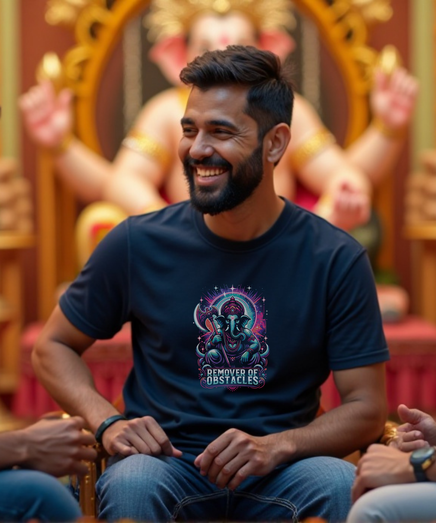 Remover of Obstacles | Fierce Lord Ganesha Cosmic T-Shirt Design