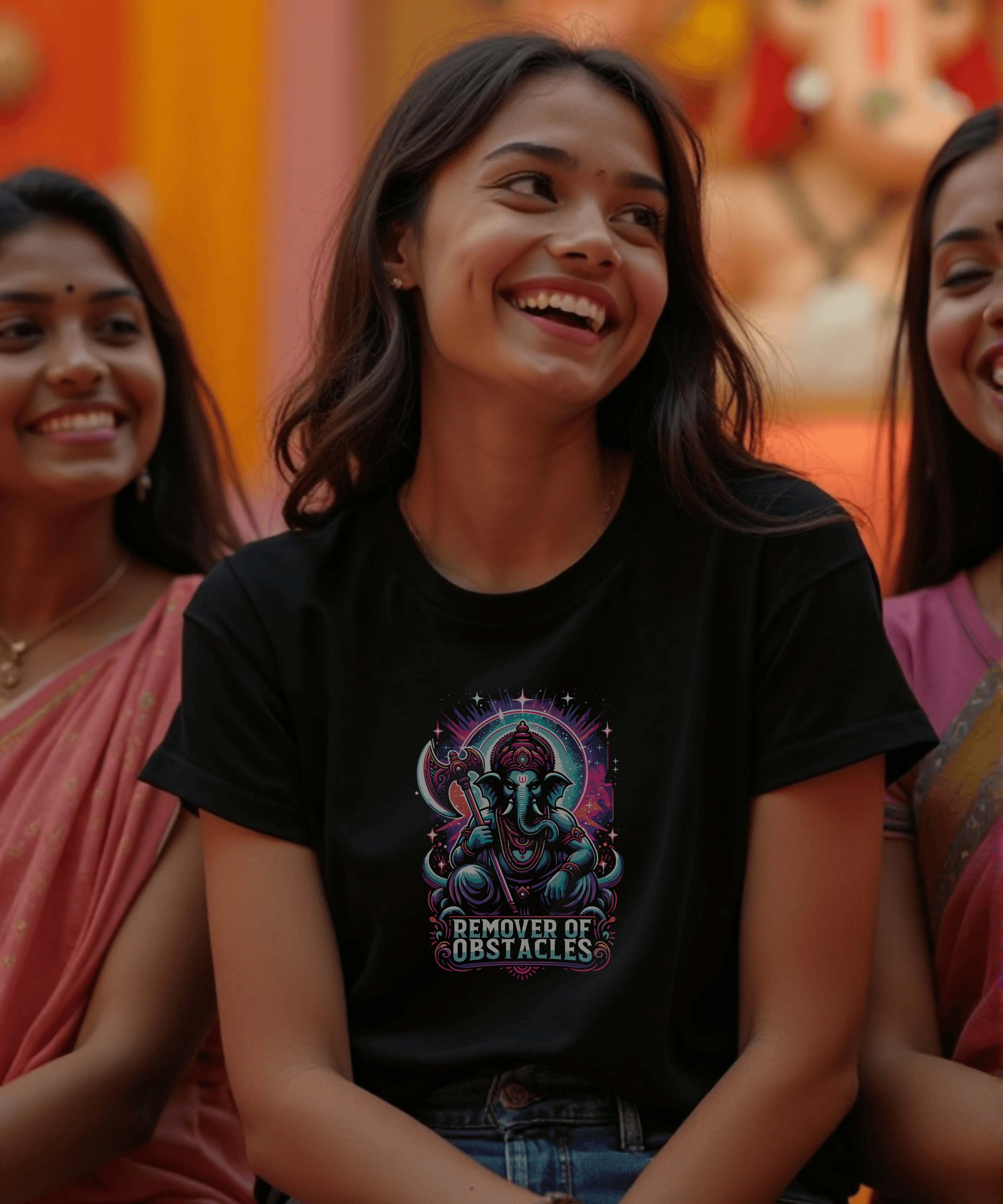 “Remover of Obstacles Tee | Fierce Cosmic Ganesha Style for Women” - BhaariGear