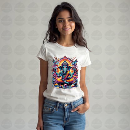Divine Neon Lord Ganesha Vibrant Art Print