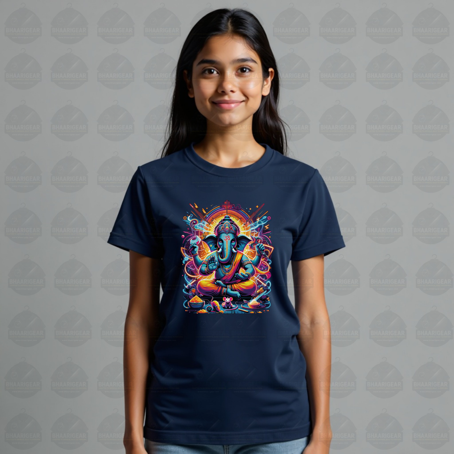 Divine Neon Lord Ganesha Vibrant Art Print