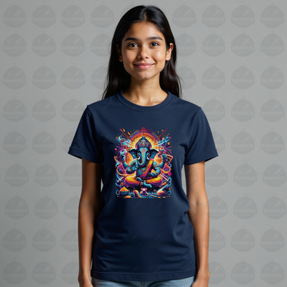 Divine Neon Lord Ganesha Vibrant Art Print