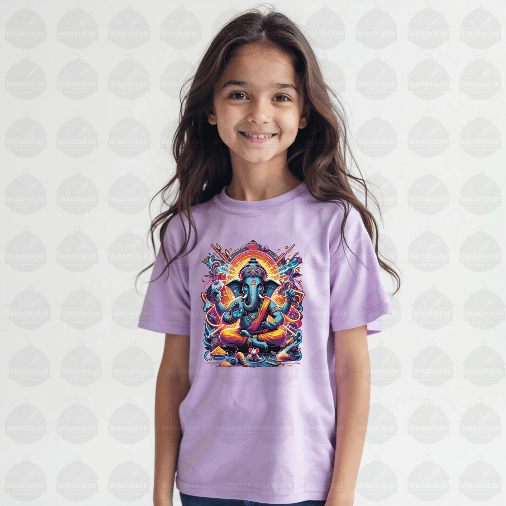 Divine Neon Lord Ganesha Vibrant Art Print - BhaariGear 