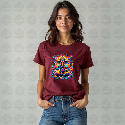 Divine Neon Lord Ganesha Vibrant Art Print