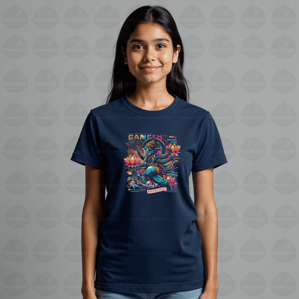 Ganesha’s Grace Neon Tee | Bold Cosmic Fashion for Women - BhaariGear 