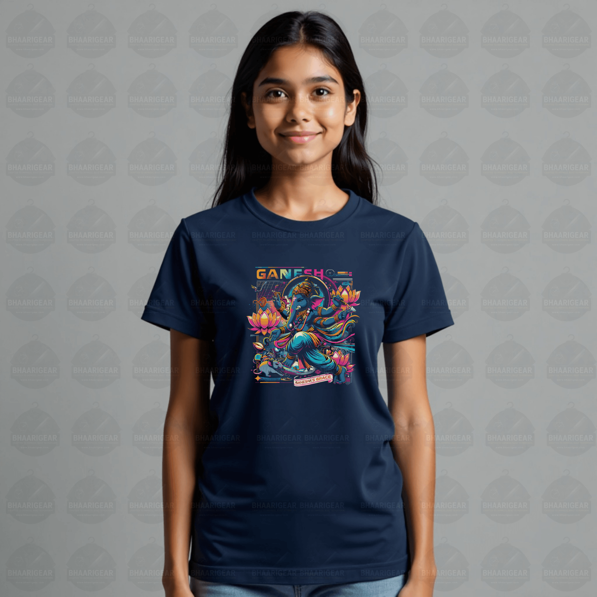 Ganesha’s Grace Neon Tee | Bold Cosmic Fashion for Women - BhaariGear 